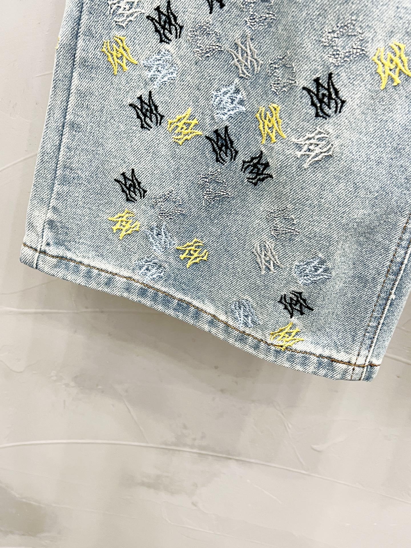 AMIRI Blue MA Quad Embroidered Flare Jeans