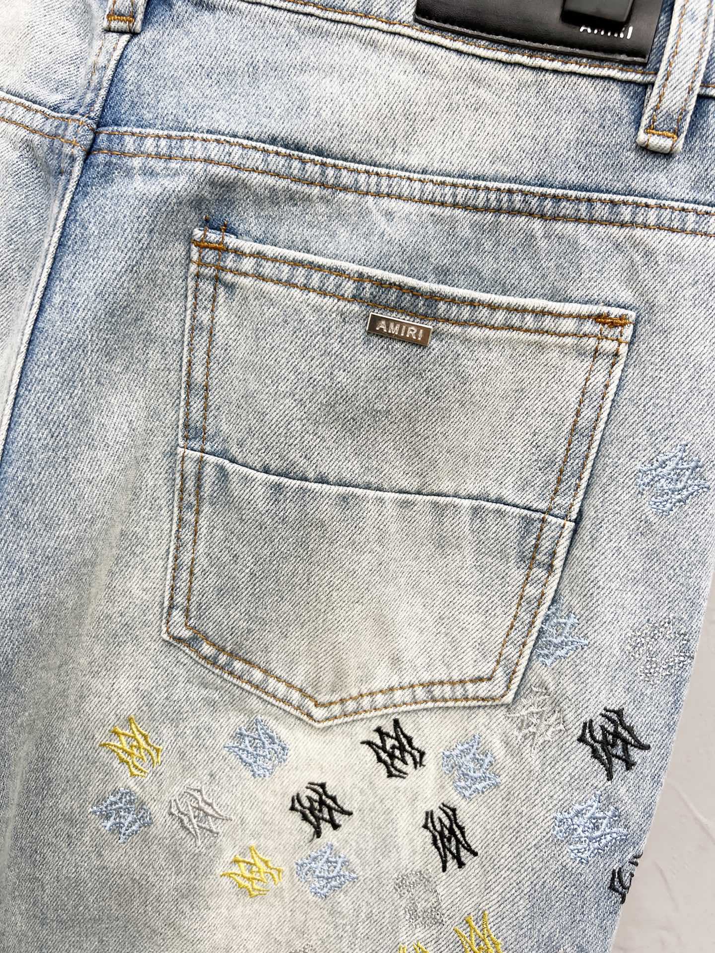 AMIRI Blue MA Quad Embroidered Flare Jeans